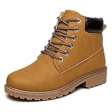 sofysofy Women's Work Boots Comfortable - Waterproof Outdoor Lace Up Combat Black Camel Booties