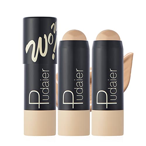 Marine Forest Concealer Stick, 2 Pcs Creamy Medium to Full Coverage Contour Makeup Stick, Light and Oil Control Matte Under Eye Face Concealer Makeup Kit, Upgrade Design (Beige)