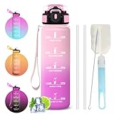 Mujigaga Borraccia 1 litro, Borraccia con Cannuccia, Senza Perdite, Water Bottle Palestra,...