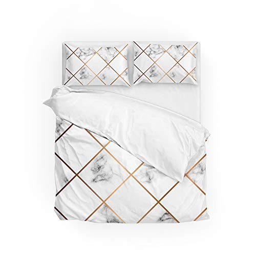 Parure de lit géométrique en polyester avec housse de couette et taies d'oreiller format Double