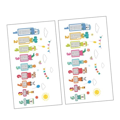 Mikinona 2 Sätze Tier motiv Multiplikationstafel Wandaufkleber PVC Langlebig Kinderzimmer Deko für Türen Klassenzimmer Ablösbar Stilvoll und Praktisch Je