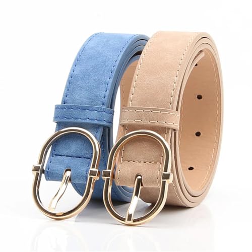 Women’S Soft Comfortable PU Leather Belt Alloy Golden Buckle 2.8Cm Wide Casual Waistband For Jeans Clothing3