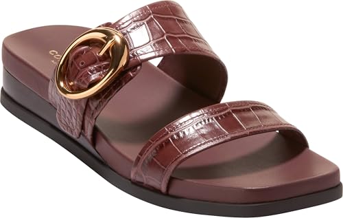 Cole Haan Cole Haan Women's Sandals - Oaklynn Double Band Footbed, Mahogany Crocodile Print Leather, 7-B US