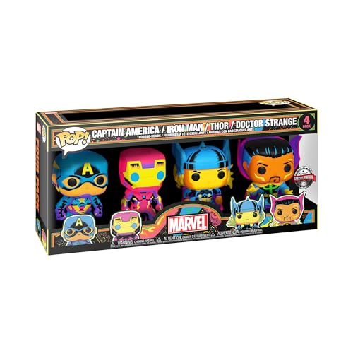 Funko Pop! Marvel: Blacklight - Captain America - 4PK - Marvel Comics - Cómics Marvel - Figura de Vinilo Coleccionable - Idea de Regalo - Mercancia Oficial - Juguetes para Niños y Adultos