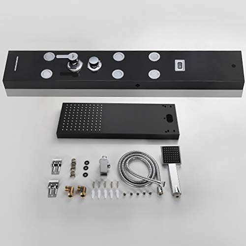 Auralum-Columna-de-Hidromasaje-Ducha-Negro-4-Funcion-con-Pantalla-LCD-Columna-Ducha-Acero-Inoxidable-para-Bano-con-6-Boquillas-de-Masaje