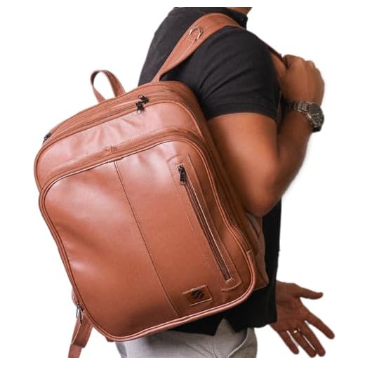 Mochila Couro Legítimo Natural Notebook Executiva Preto Masculina Premium Bisbel 44x33x18cm (CARAMELO)