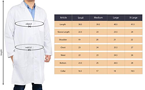 Utopia Professional Lab Coat for Men - Laboratory CoatKick Pleat, White (White, Large)