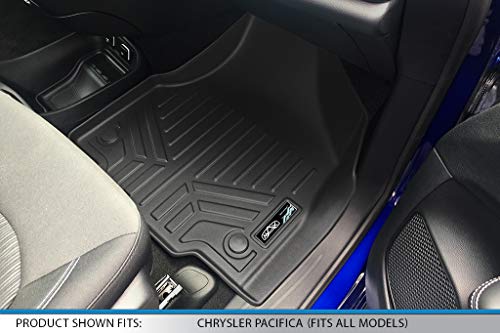 Maxliner Floor Mats 2 Rows And Cargo Liner Behind 3Rd Row Set Black For 2017-2018 Chrysler Pacifica 8 Passenger Model Only (No Hybrid Models) #TOP2