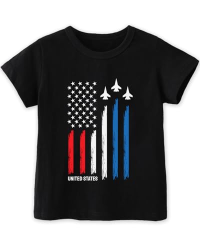 Boys 4th of July Shirt, Toddler Girls Kids USA Red White and Blue Shirts, American Flag Independence Day Patriotic Tee 2-8T