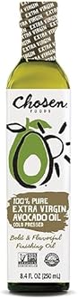 Chosen Foods Virgin Cold Pressed Avocado Oil 8.4 oz., Non-GMO, for Cooking, Baking, Homemade Sauces, Dressings and Marinades