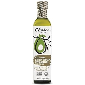 Chosen Foods Virgin Cold Pressed Avocado Oil 8.4 oz., Non-GMO, for Cooking, Baking, Homemade Sauces, Dressings and Marinades