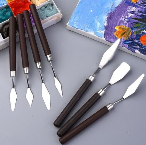 2 Pack Professional Palette Knife Set Painting Stainless Steel Spatula 14 Pieces for Oil Paint Metal Knives Wood Handle, Perfect buddy for Canvas Boards and Acrylic Paint Painting Supplies（Red) - Thumbnail 6
