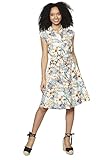 Koroshi Vestido Midi de Manga Corta Estampado Tropical Floral Color Navy para Mujer, de Color Azul, Talla M