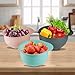 Cheeren Set of 3 Mixing Bowls with Pour Spout-Nesting Design Saves Space - Non-Slip, BPA Free, Dishwasher Safe Plastic - Kitchen Cooking and Baking Supplies (Green Pink Grey)