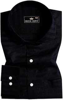 french crown Jade Black Striped Dobby Textured Premium Giza Cotton Shirt-picture-21