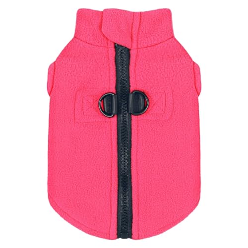 Image of Soft & Comfortable Dog Jacket - Cozy Zip-Up Sweater Vest with Leash Hook, Easy-On Pet Coat for Walks, Outdoor Play, and Everyday Adventures. Pink S