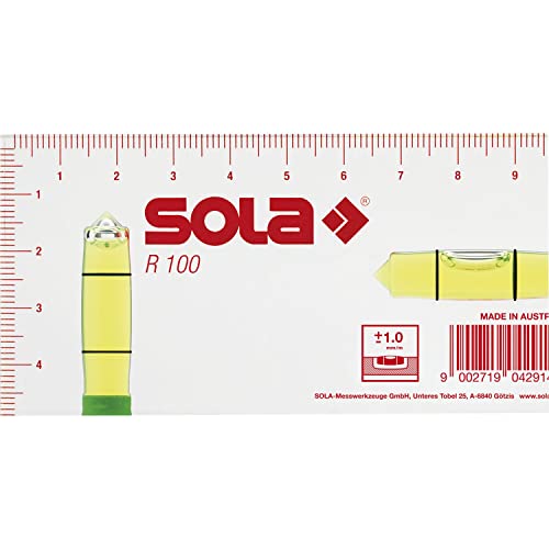 SOLA Small Spirit Level R100 Dimensions 100 x 50 x 15 mm, Clear