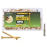 LIONMAX Deck Screws 2-1/2 Inch, Wood Screws #9 x 2-1/2', 50 PCS, Tan