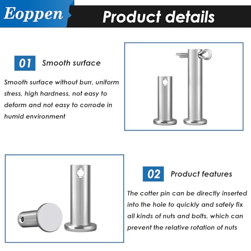 Image of 132Pcs Clevis Pin Cotter Pin Hair Pin Assortment Kit - 304 Stainless Steel 15 Sizes Cotter Pin & R Clips Pin Zinc-Plated Single Hole Flat Head Clevis Pins