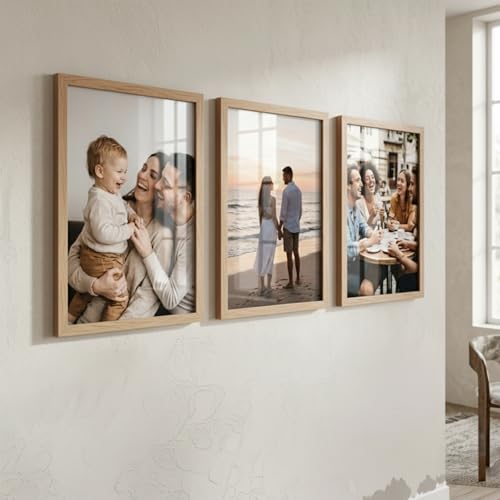 Image of HOTHOUSE Aesthetic Photo Frame for Wall Decoration | Wooden Frames for Bedroom Living Room | Certificate Frame | Photo Frame for Certificate A4 Size Set of 3 (BROWN, Pack of 3)