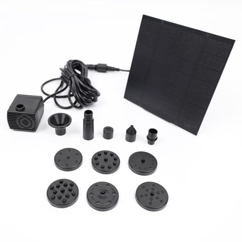 Riloer fuente solar accionado panel estanque jardín bomba de riego kit 200L/H 7V, 1.2W fuente flotante decoración