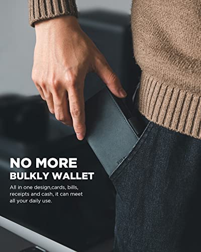 Image of VULKIT Card Holder Wallet with Airtag Holder & ID Window Pop Up Leather Wallet RFID Blocking Magnetic Closure for Men