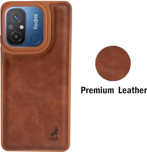 Image of AIBEX Shield Back Cover Case Compatible with Xiaomi Redmi 12C / Poco C55 Back Cover | Flexible Vegan Leather | Full Camera Protection | Raised Edges | Super Soft-Touch | Bumper Case