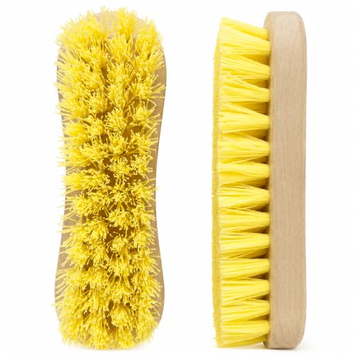 Image of Heavy Duty Wooden Scrubbing Brush with Stiff Nylon Bristles – Hard Floor & Tile Cleaning Brush for Grout, Patio, Decking, Boots, Bathroom, Kitchen, Car Wheels & Outdoor Surfaces – Hand Scrub Brush