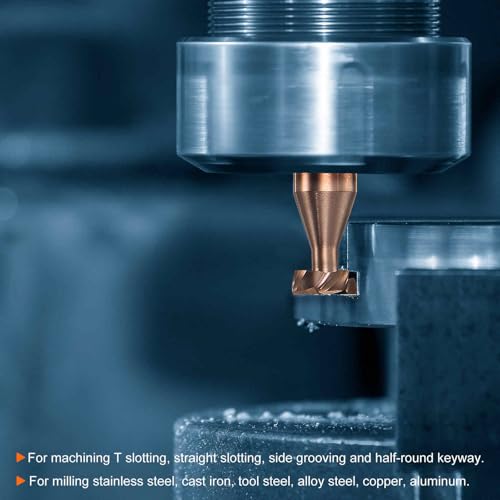 Image of HARFINGTON T Slot End Mill Milling Cutter 3mm Cutting 0.5mm Depth 4mm Shank Solid Carbide Titanium Coated 4 Flutes for Stainless Steel Alloy