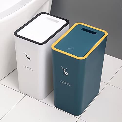 Sooyee 14 Litres Bathroom Trash Can With Lid,3.7 Gallon Kitchen Trash Can,Garbage Can For Powder Room,Bedroom,Kitchen,Bathroom,Craft Room,Office,White #TOP5