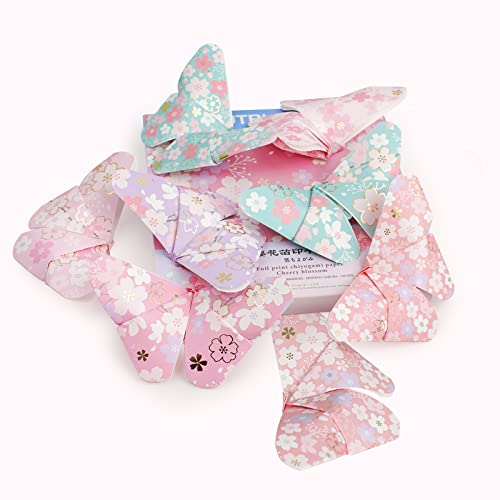 Cutblajat Japanese Cherry Blossom Pattern Origami Paper Shiny Gold Foiling Stamping Sakura Chiyogami Washi Easy Fold Paper For Beginner #TOP5