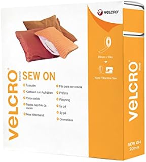 VELCRO® Brand | Sew on Fabric Tape | Cut-to-Length Strong Hook & Loop Self Adhesive Tape Perfect for Crafting, Clothing Repairs & Hemming | Black | 20mm x 10m