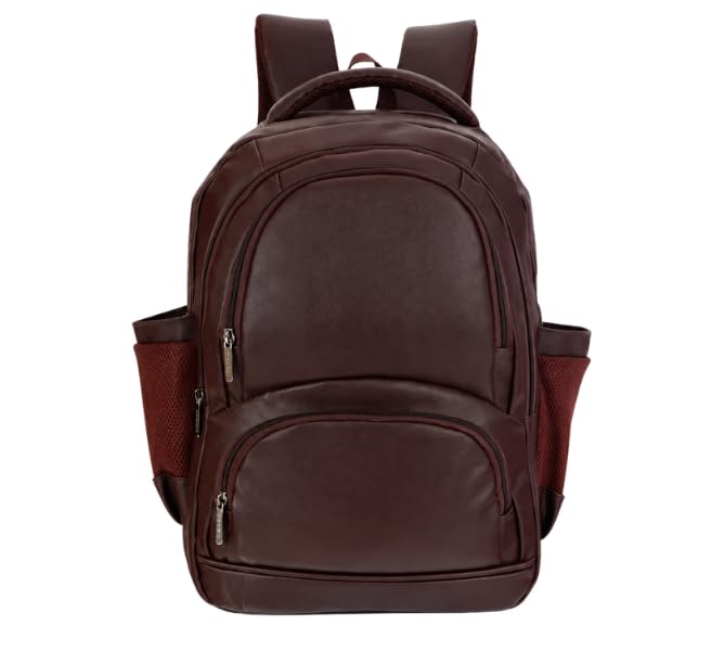 Luxurious 5 Years Warranty PU Leather & Canvas Backpack for Men & Women | Water-Resistant 14 Inch Laptop Backpack with USB Charging Port | Multi-Compartment-image-48