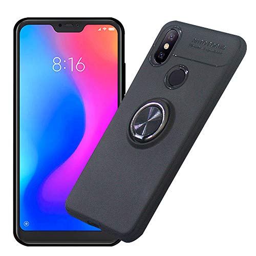 AhaSky Xiaomi Mi A2 Lite Funda,Carcasa con 360 Grados Anillo Kickstand Mi A2 Lite, Shock-Absorción Silicona Case para Xiaomi A2 Lite - Negro