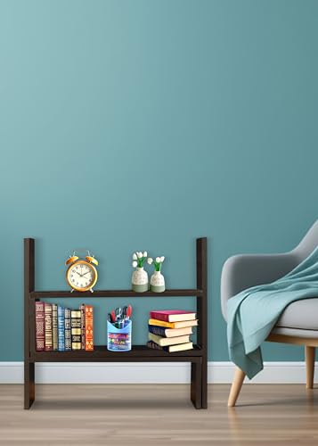 Image of SBF Furniture Wooden Bookcase for Home Office and Library Engineering Wood Space Saving Bookrack Freestanding Books Holder Stylish and Modern Book Organizer(Square 3 Step) (Brown) DIY(Do-It-Yourself)
