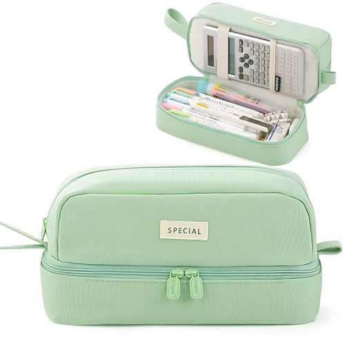 Image of MAMUNU Pencil Case Large Capacity, Pencil Case Aesthetic, Pencil Case Pen Pouch with Zipper Compartments Portable Handle, Pencil Pouch for School Office College Teen Girls Boys Adults Students