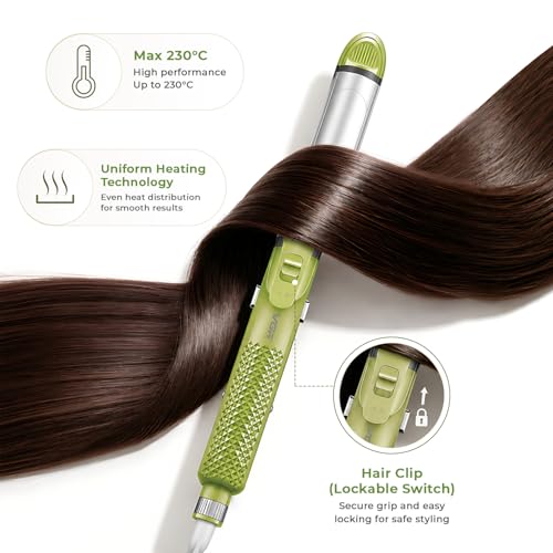 Image of VGR 4-in-1 Hair Styler - Hair Straightener, Curler, Crimper, and Waving Tool with Ceramic Coating Plates & Adjustable Heat Settings | Uniform Heat Technology | 2-Year Warranty (V-569, Green)