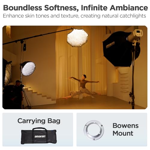 Image of Amaran Octa Dome 60, 2ft (60cm) Foldable Quick-Setup Octagonal Bowens Mount Softbox for Portrait Photography, Interviews & Tight Space Shoots with Diffusion, Light Control Grid, & Carrying Bag