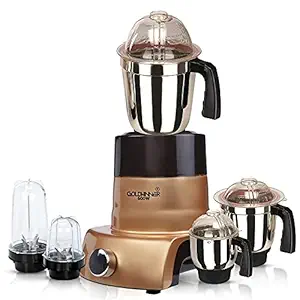 Goldwinner PSTGMGF21 600Watts Mixer Juicer Grinder with 5 Jars (2 Bullets Jar, 1 Liquid Blending Jar, 1 Dry Grinding Jar and 1 Chutney Jar) - Gold