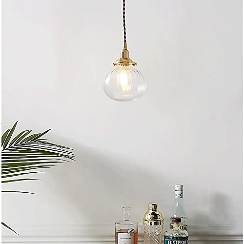 Lampe suspendue globe de chevet simple en laiton véritable - 6
