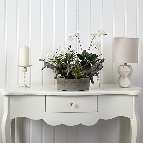 Nearly Natural 4839 Orchid And Succulent Garden Floral Arrangement Set With Driftwood And Decorative Vase, Green #TOP5
