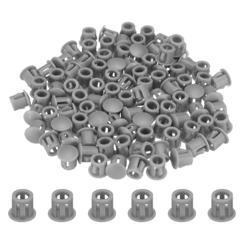 Image of uxcell 100pcs Nylon Plastic Hole Plugs, 1 /5 inch (6mm) Round Drill Screw Hole Plugs Covers, Deep Grey
