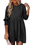 Picture of Dokotoo Womens Plus Size Spring Dresses for Women Wedding Guest Empire Waist Cute Tunic Babydoll Dress Casual Short Sleeve Flowy Western Cowgirl Country Shirt Dress Church Black Dresses for Women XXL