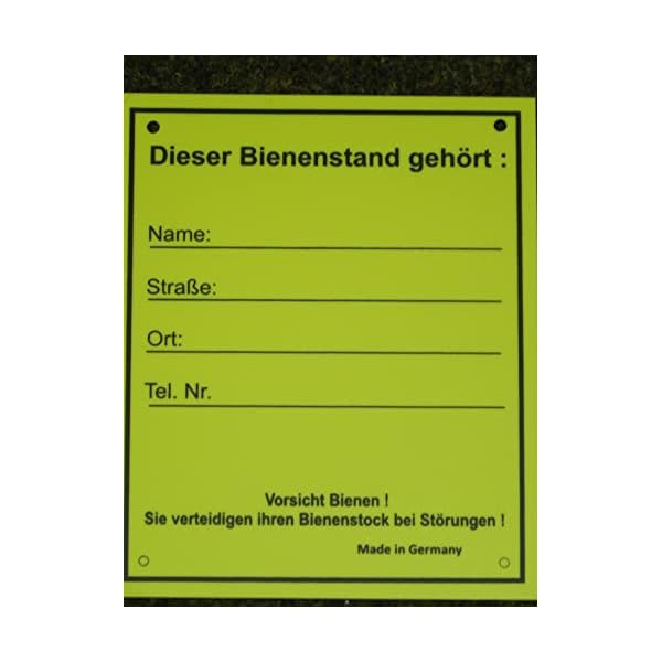 Bienenstand-Schild Adresse 12,5x15 cm, lichtfest.Imker Imkerei Warnschild Bienenstand