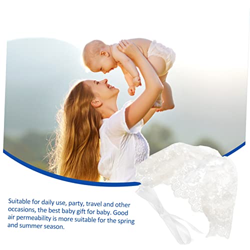 Girl Hat Boys and Girls Lace Flower Cap Sun Protection Hat Cotton Suitable for Spring Summer White3