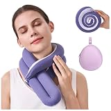 KPNEOL Travel Pillow, Neck Pillow – Ergonomic Memory Foam Pillow for Airplane, Adjustable & Ultra-Lightweight with Dual-Sided Fabric for Flight, Car, and Office Use, Purple