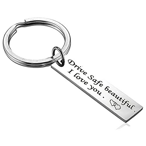 Chaveiro de moda personalizado, chaveiro gravado com segurança, joias para casais namorado namorada (bonito)