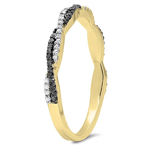 Dazzlingrock Collection 0.25 Cttw Round Black & White Diamond Swirl Stackable Ring for Women in 14K Solid Gold2