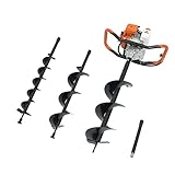 LENJKYYO 52cc Auger Post Hole Digger, Electric Handheld Post Hole Digger, Gas-Powered Fence Ground D