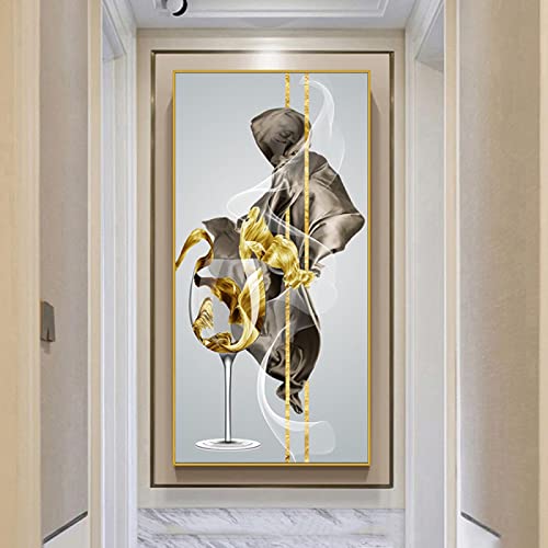 Toile de verre de vin d'or sans cadre pour grand mur vide
